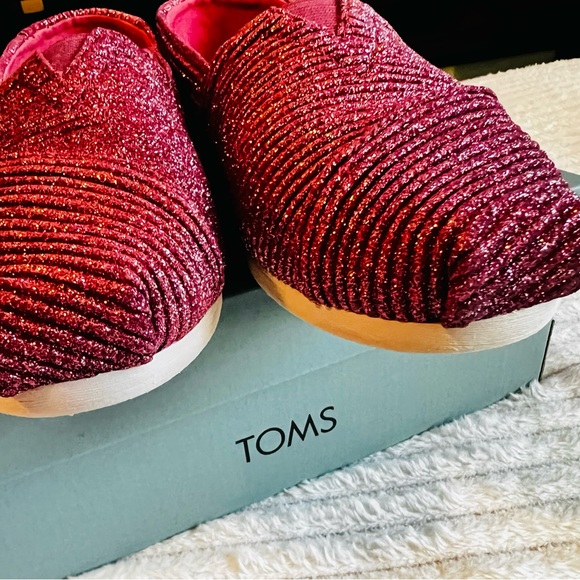 TOMS Womens Alpargata Dark Rose Glimmer Cord 7.5 EUC - Picture 4 of 9